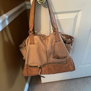Kooba Tan Leather Tote Bag with Zipper Detail